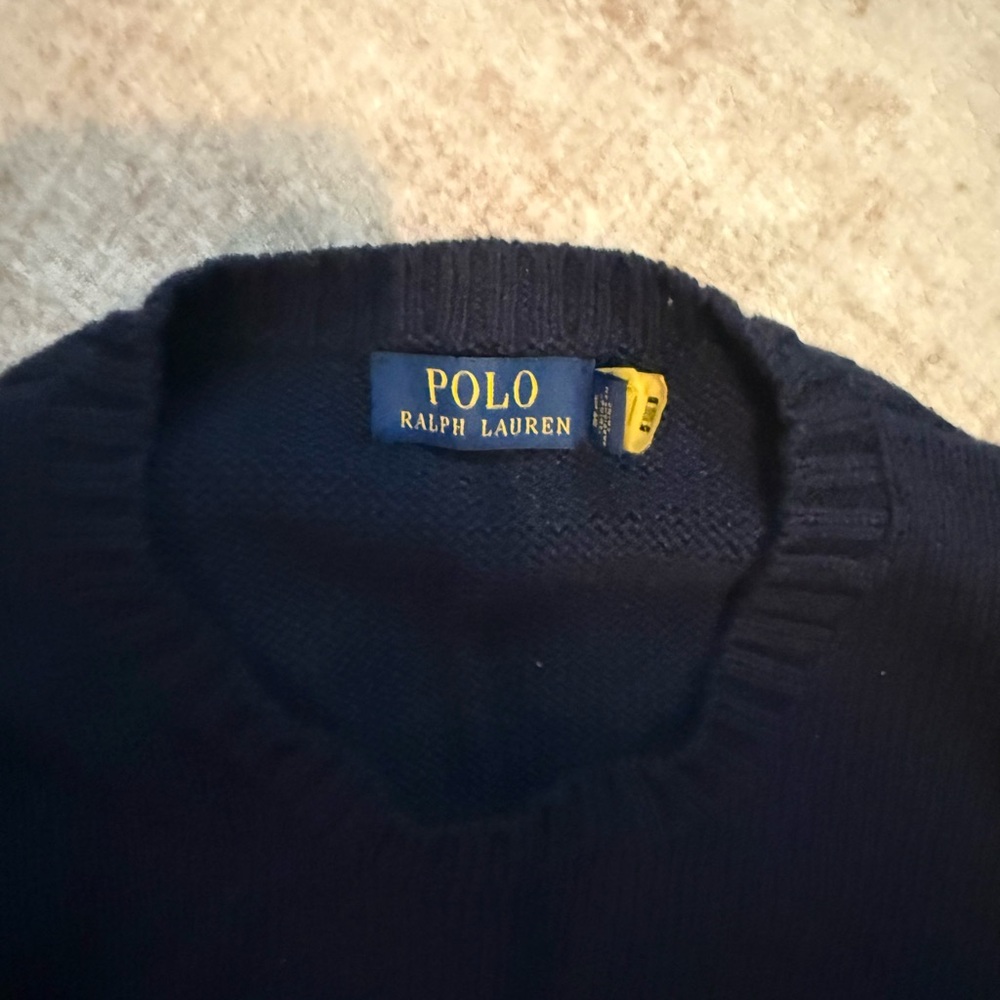 Ralph Lauren Navy Sweater with Bear - Picture 2 of 2